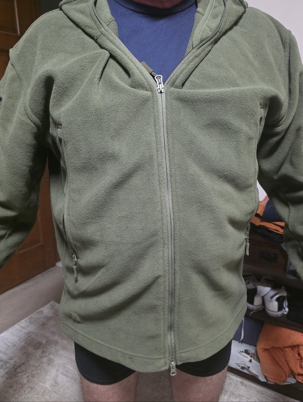 Olive Green Full-Zip Fleece Hoodie